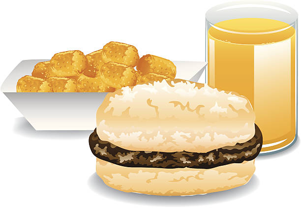 Complete Breakfast Illustration of a fast food breakfast. hash brown stock illustrations