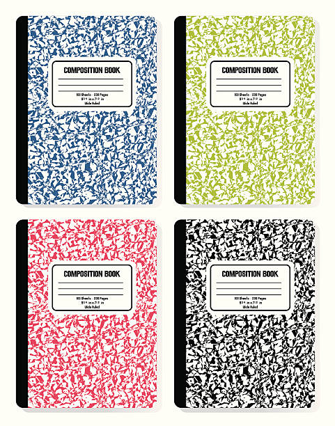 Composition Books Vector illustration of a set of composition books, isolated, each can be separated, rotated, recolored as you wish! composition stock illustrations