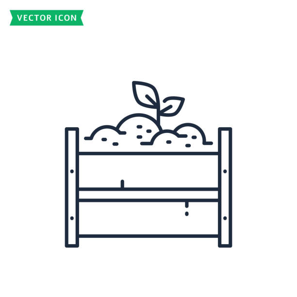 illustrations, cliparts, dessins animés et icônes de icône de ligne de pile de compost. symbole zéro déchet. vecteur. - compost