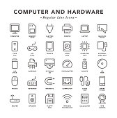 Computer and Hardware - Regular Line Icons - Vector EPS 10 File, Pixel Perfect 30 Icons.