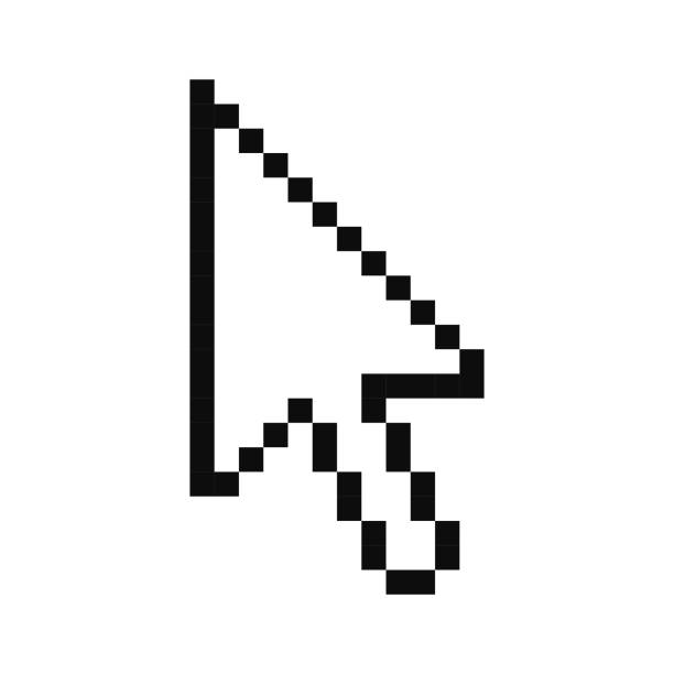 Computer mouse pointer vector icon in pixel art style vector art illustration
