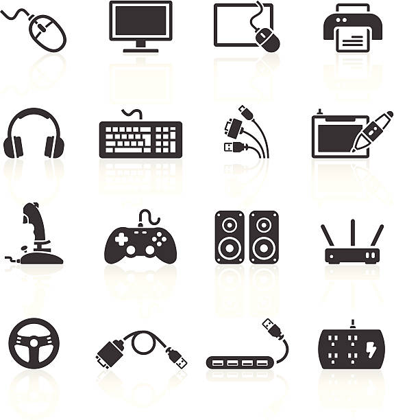 Computer Peripherals Icons Computer Peripherals Icons. Layered & grouped for ease of use. Includes EPS 8, EPS 10 and high resolution JPEG & PNG files. internet cable stock illustrations