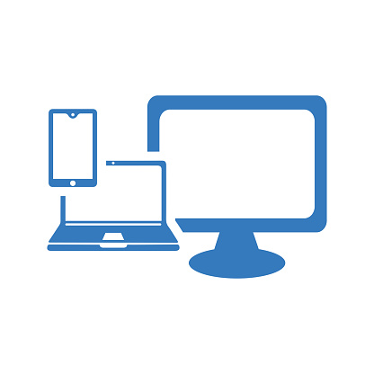 Computer, smart phone, device icon, vector graphics for various use.