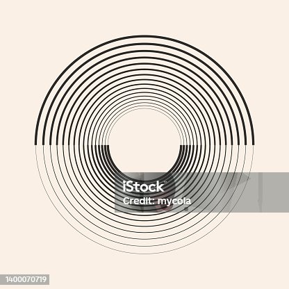 istock Concentric circles as art lines design element. Summer sunset concept or logo or icon. 1400070719