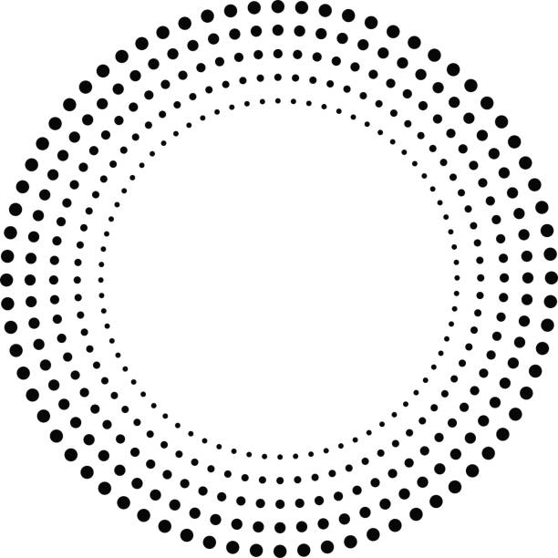 stockillustraties, clipart, cartoons en iconen met concentrische cirkels. stippen in ronde vorm. vector. - gespikkeld