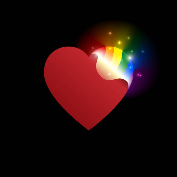 概念出來lgbt - 打開心臟發光與彩虹顏色lgbtq。走出圖示 - 打開彩虹心。變性，女同性戀，男同性戀，雙性戀的象徵。國慶日向量插圖 - 出現 幅插畫檔、美工圖案、卡通及圖標