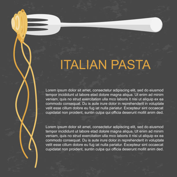 concept for pasta label Trendy concept for pasta label, restaurant menu, cafe, fast food, pizzeria. Template of italian spaghetti. Place for your text. Vector illustration eps 10 pasta backgrounds stock illustrations