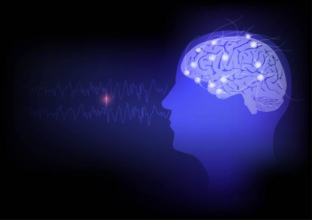 Concept of brain wave recording for epilepsy vector art illustration