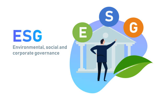 ESG concept of environmental, social and governance in sustainable and ethical business ESG concept of environmental, social and governance in sustainable and ethical business. Vector illustration esg stock illustrations