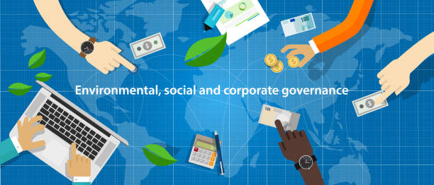 ESG concept of environmental, social and governance in sustainable and ethical business ESG concept of environmental, social and governance in sustainable and ethical business. Vector illustration esg stock illustrations