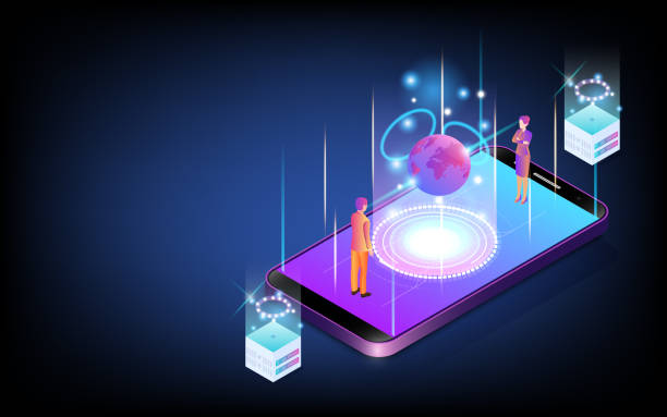концепция future digital technology 3d metaverse, технология виртуальной реальности для пользователей на смартфонах и цифровых устройствах красочного фона - metaverse stock illustrations