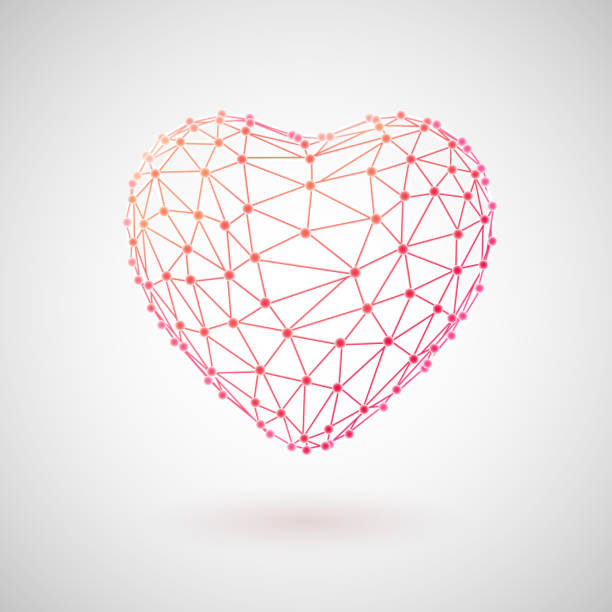 stockillustraties, clipart, cartoons en iconen met concept van medische technologie en gezondheidszorg. 3d veelhoekige hart. - netwerk hart