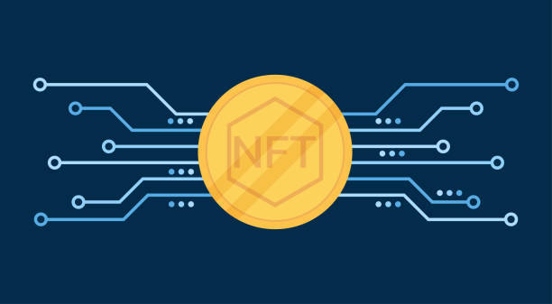 koncepcja nft, niewymienny żeton na ikonie złotej monety - nft stock illustrations