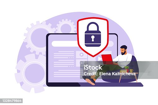 istock Concept of protecting computer data. General data security. Personal information protection. Vector illustration. Flat. 1328479864