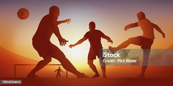 istock Concept of team sport, with a game action during a football match. 1304034643