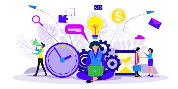 concept of work time management vector art illustration