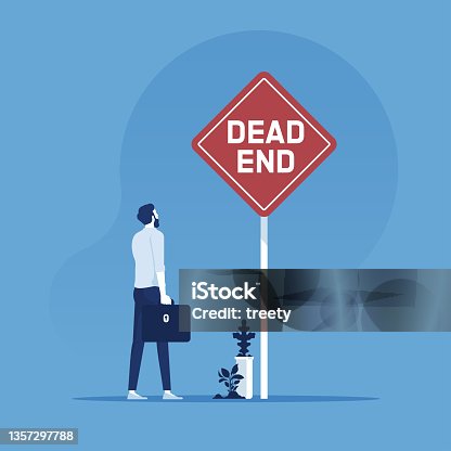 istock Concept of wrong decision in business or end of career path 1357297788