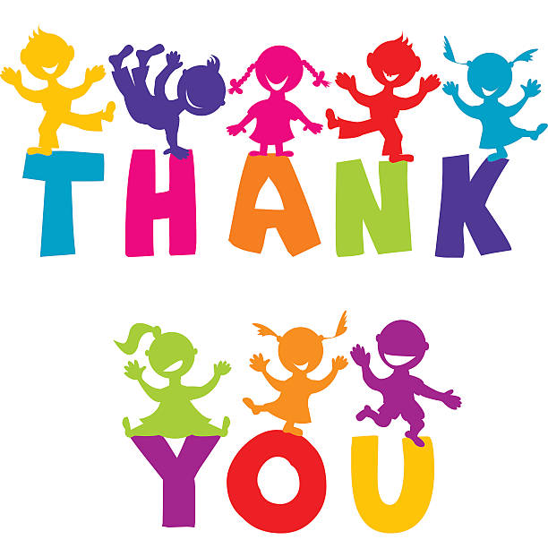 THANK YOU concept with happy children THANK YOU concept with happy children thank you kids stock illustrations