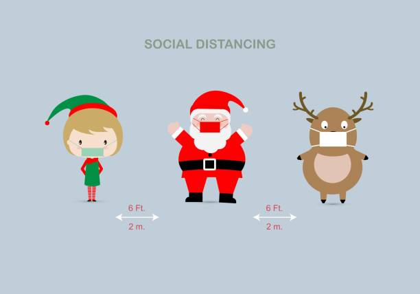 Concepts of Christmas celebration and new normal. vector art illustration