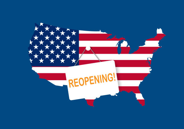 Concepts of reopening America after quarantine the country vector art illustration