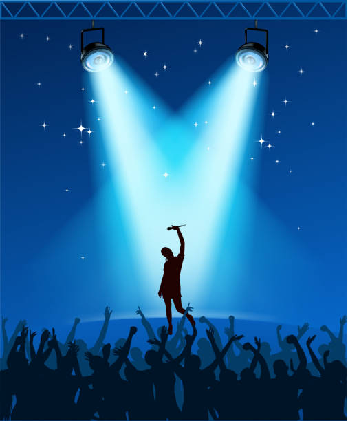 concert on crowded drawing of vector concert podium.This file was recorded with adobe illustrator cs4 transparent.EPS 10 format. staging light stock illustrations