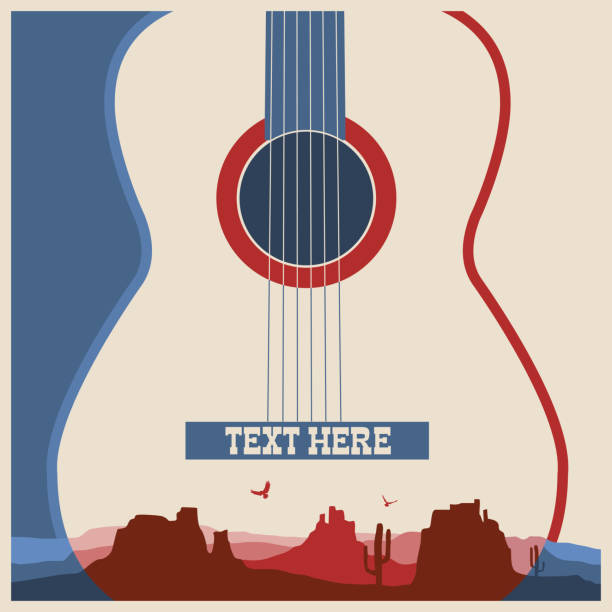 Concert poster of music festival. Concert poster of music festival.Vector country music background with guitar country and western music stock illustrations
