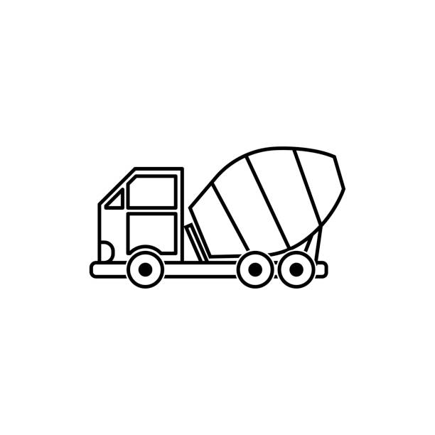 ilustrações de stock, clip art, desenhos animados e ícones de concrete mixer truck icon vector - ready mix