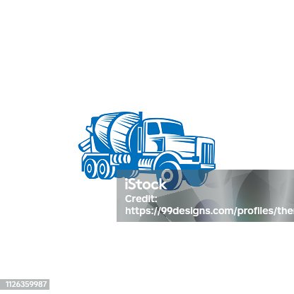 istock Concrete mixing truck vector. Flat design. Industrial transport. Construction machine. For construction theme illustrating. 1126359987