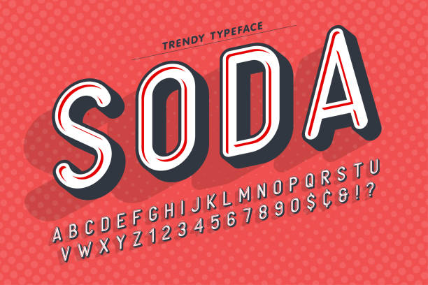 сжатый дисплей шрифта popart дизайн, алфавит, буквы и онемение - soda stock illustrations