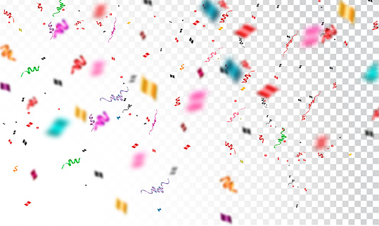 Confetti isolated on transparent background