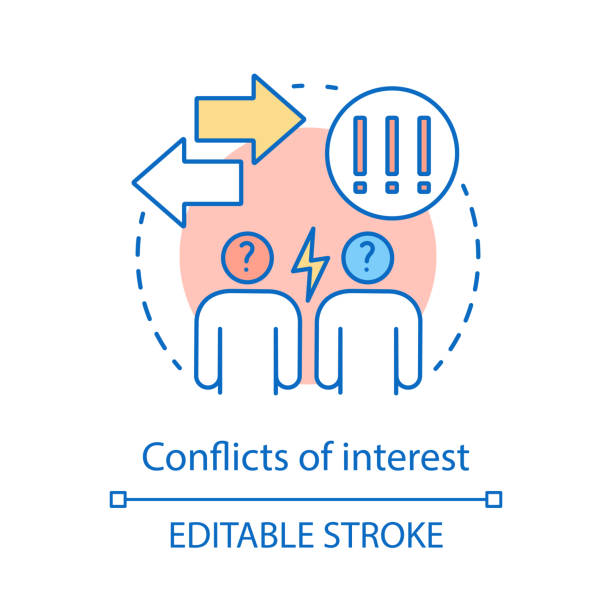 Conflicts of interest concept icon Conflicts of interest concept icon. Misunderstanding idea thin line illustration. Quarrel. Conflict management. Arguing, abuse. Vector isolated outline drawing. Editable stroke conflict stock illustrations