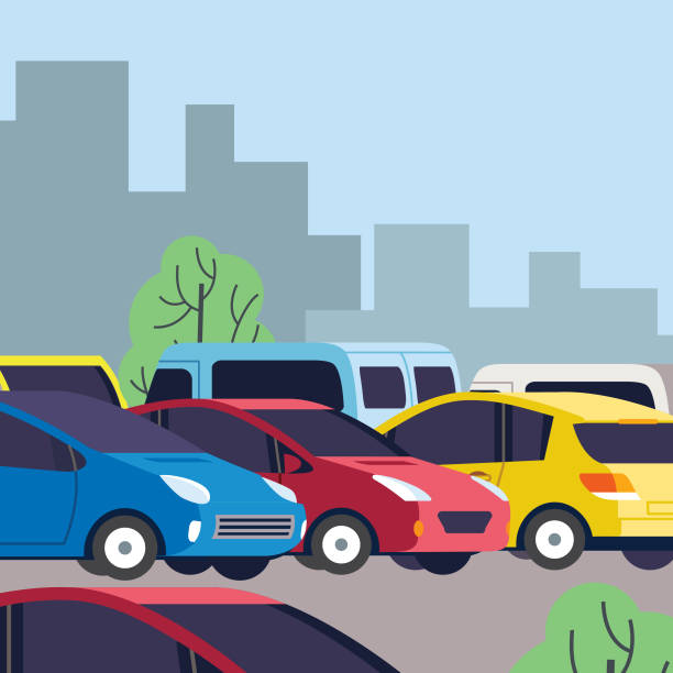 ilustrações de stock, clip art, desenhos animados e ícones de congested parking lot - parking lot
