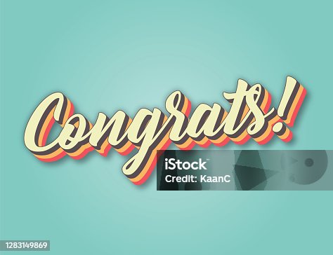 istock Congrats!. Retro style lettering stock illustration. Invitation or greeting card stock illustration 1283149869