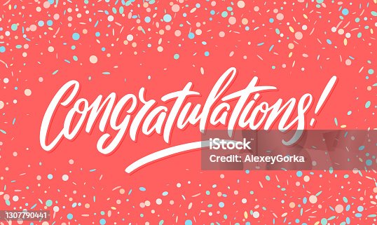 istock Congratulations banner. Vector handwritten lettering. 1307790441