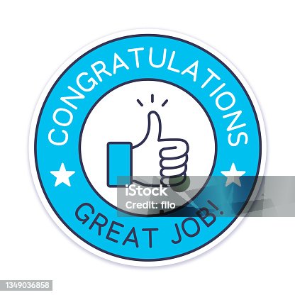 istock Congratulations Great Job Thumbs Up Badge 1349036858