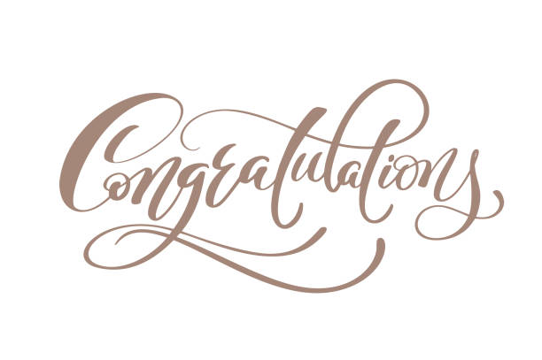 Congratulations Hand lettering Calligraphic greeting inscription Vector handwritten typography Congratulations Hand lettering Calligraphic greeting inscription. Vector handwritten typography. congratulations stock illustrations