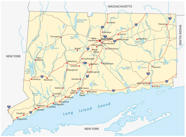Connecticut road map Connecticut road vector map connecticut stock illustrations
