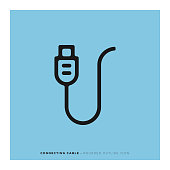 istock Connecting Cable Rounded Line Icon 1084444824