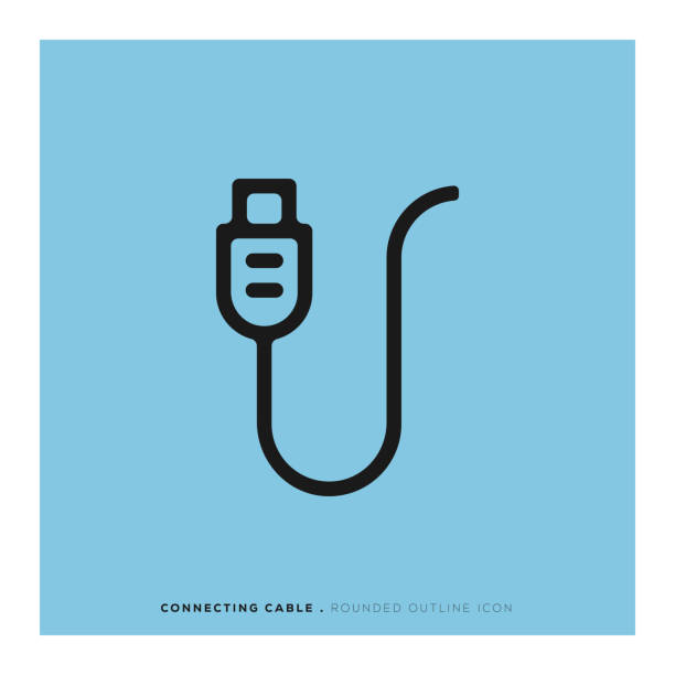 Connecting Cable Rounded Line Icon Connecting Cable Rounded Line Icon internet cable stock illustrations