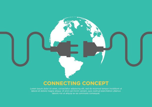 Connection concept flat design vector illustration Connection concept flat design, global connecting, vector illustration internet cable stock illustrations