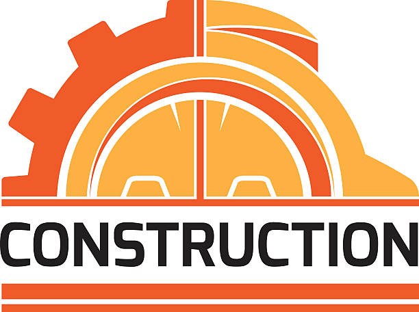Construct building logo on white background, construction workin vector art illustration