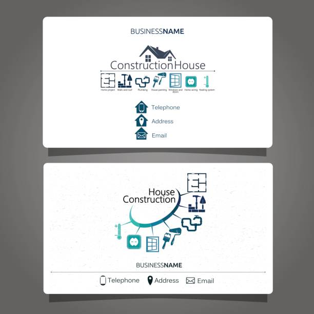 Construction and maintenance of the house business card Construction and maintenance of the house business card business roofing business card stock illustrations