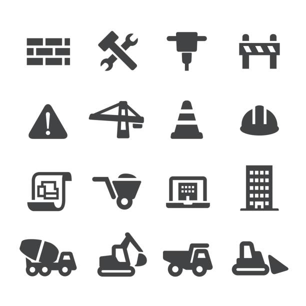 Construction Icons - Acme Series Construction Icons concrete drawings stock illustrations