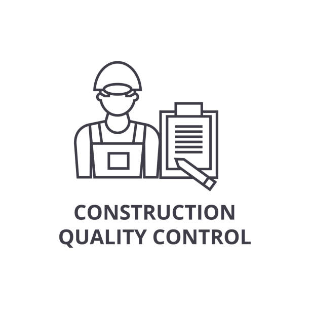 construction quality control vector line icon, sign, illustration on background, editable strokes construction quality control vector line icon, sign, illustration on white background, editable strokes construction worker safety checklist stock illustrations