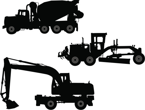 Construction Vehicles - Vector Silhouettes