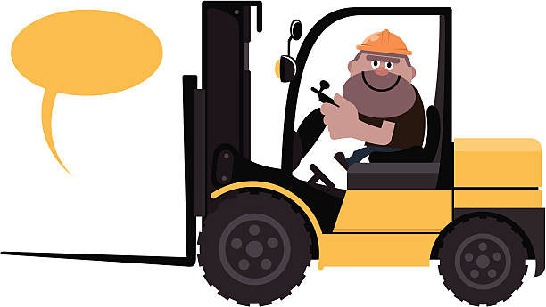 Construction Worker Driving a forklift Vector illustration - Construction Worker Driving a forklift. safe move stock illustrations
