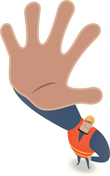 Construction Worker Looking Upward And Making Stop Gesture Vector illustration - Construction Worker Looking Upward And Making Stop Gesture. safe move stock illustrations