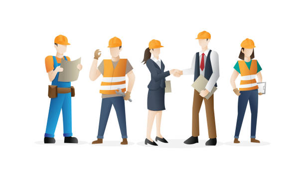 ilustrações, clipart, desenhos animados e ícones de equipe de trabalhadores da construção - segurança do trabalho