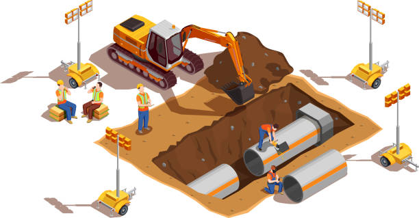 ilustrações, clipart, desenhos animados e ícones de composição de trabalhadores da construção - construção civil