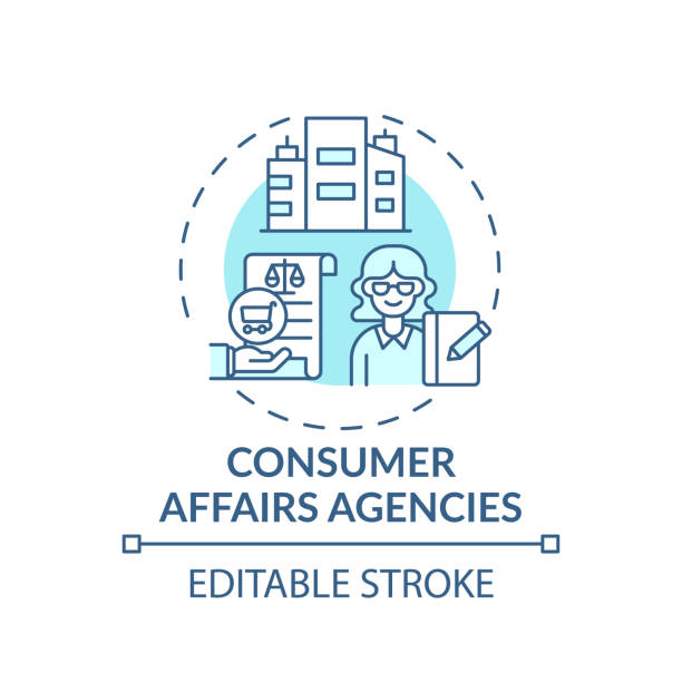 Consumer affairs agencies concept icon Consumer affairs agencies concept icon. Consumer protection service idea thin line illustration. Client protection from unsafe products. Vector isolated outline RGB color drawing. Editable stroke angry general manager stock illustrations